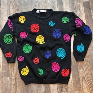 RAFELLA Sweater with Multicolor Spiral Appliqués - Women SIZE S